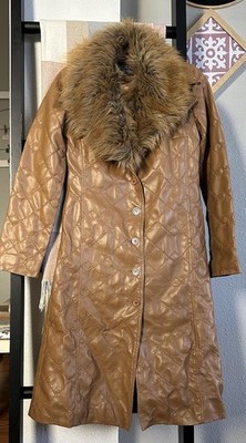 Vintage 90s Y2K Paris Blues Faux Leather Fur Afghan Penny Lane