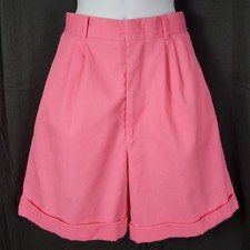 Vtg Spinnaker Sport Fitted Waist Pleated  Cuffed Pink Walking Shorts Size XS 