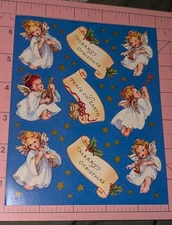 Vintage American Greetings Stickers Angels Christmas Peace On Earth 1 Sheet