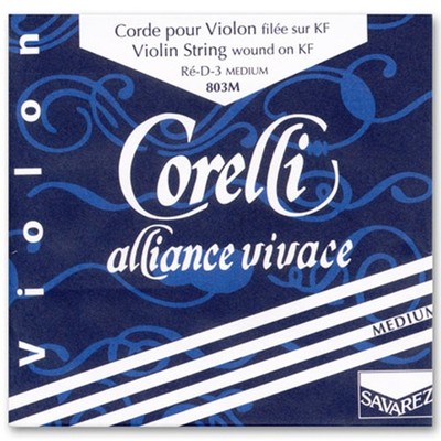 Savarez Corelli Alliance Vivace Violin D String, (Synthetic/Silver), 4/4, Medium