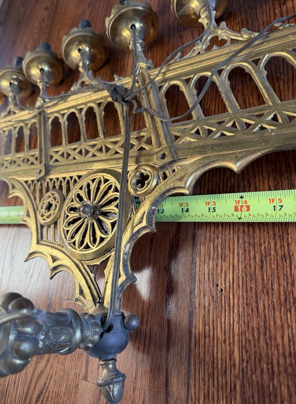 VINTAGE 7 CANDLE BRASS CHURCH ALTAR CANDELABRAS