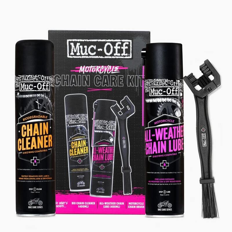 Kit d'entretien de chaîne moto MUC-OFF avec nettoyant et lubrifiant