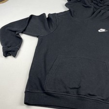 Nike Funnel Neck Hoodie Women's Size Small Black Pullover Spell Out Swoosh Logo