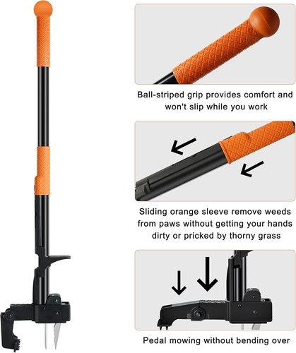 GENERIC STAND-UP WEED PULLER TOOL 40 LONG HANDLE - ORANGE