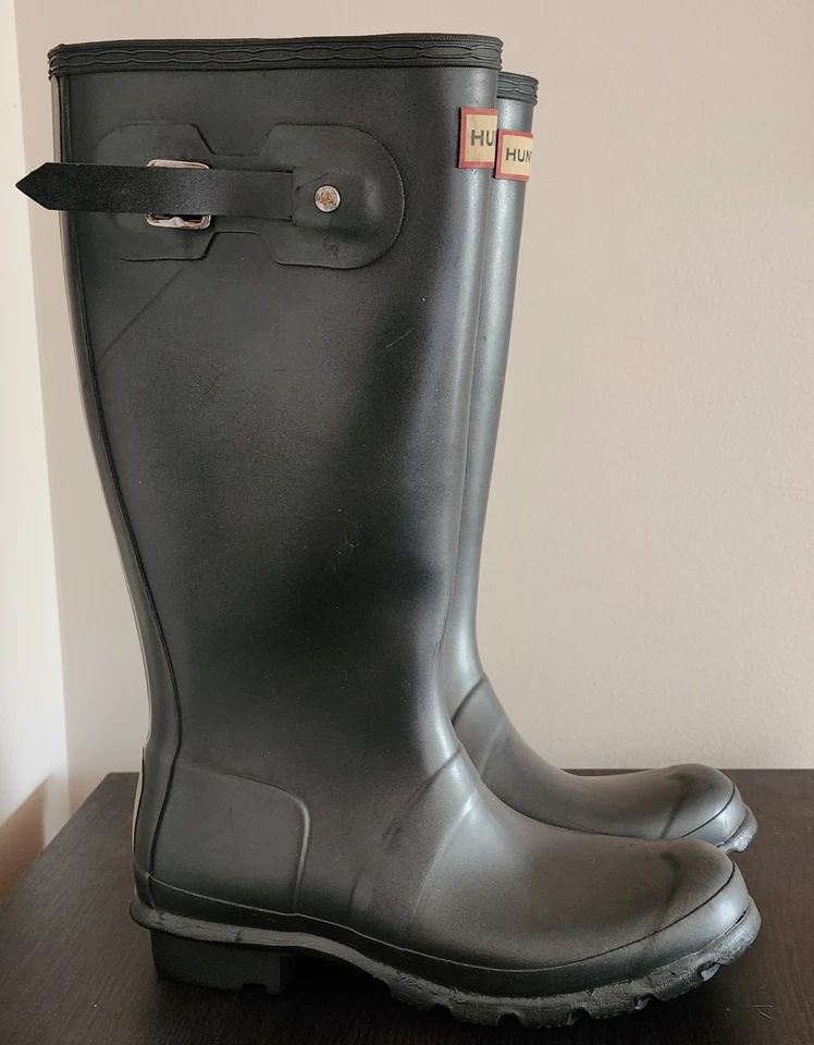 Botas de chuva HUNTER Original Tour alta cinza brilhante jovens meninas 5/meninos 4  - Imagem 3 de 4