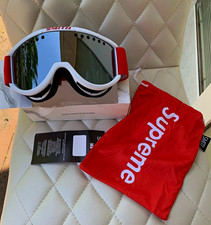 Smith x Supreme Ski Goggles White Frame Silver Mirrored Lens UV400 Red Bag