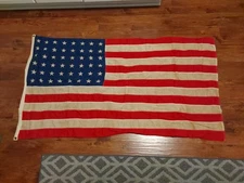 Vintage 48 Star US American Flag 33 X 55" Patriotic WWII
