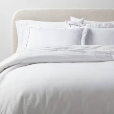 3pc King Luxe Embroidered Border Duvet Cover and Sham Set White/Light Teal