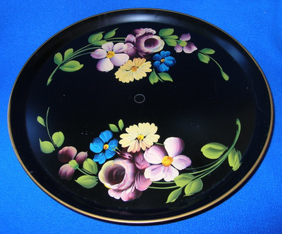 Vintage E. T. Nash Co. Tole Hand Painted Lazy Susan Table Item 17' Diameter SB!