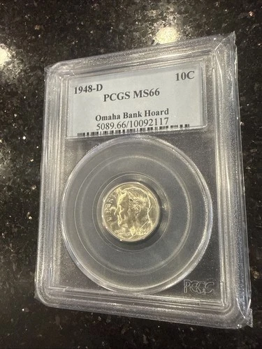1948-D MS66 Roosevelt Silver Dime PCGS Mint State 66 ** Omaha Bank Hoard!