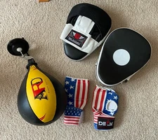 Boxing Lot 7x9” Ard Speed Bag BS Punch Pads/Mitts Usa Wraps Everlast Swivel Read