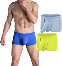 Zonbailon Men's Bulge Enhancing Underwear Dual Pouch Boxer Briefs Soft Trunks