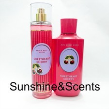 2-SET Bath Body Works SWEETHEART CHERRY Body Mist Spray Body Wash Shower Gel