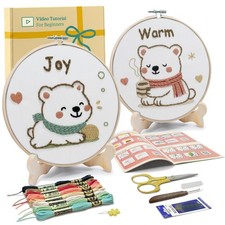 Embroidery Kit for Kids and Adults, Bears Embroidery Kit for Beginners, Easy ...