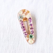 Pink Resin Hair Clip with Dried Flowers Elegant Everyday Accessory