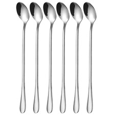 6 X Long Handle Teaspoons Tea Spoon Stainless Steel Coffee Latte Ice-cream spoon