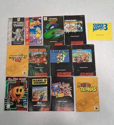 Bulk Lot Vintage Instruction Manuals (SNES, N64, & GENESIS)