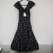 NWT Reformation Floral Gaelle Dress Black Sz S MSRP $248
