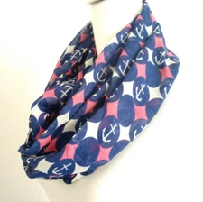 Cute Charming Charlie Infinity Scarf Fashion Circle Blue Pink Nautical Anchors