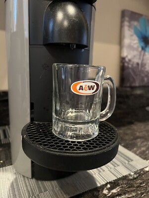 Tiny Vintage A&W Root Beer Mug 3 1/4 . Thick glass Heavy shot glass or Expresso