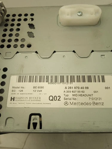 A2038270062 Sistema Audio/Radio Cd para MERCEDES-BENZ CLASE R (BM 251) * 694391 - Imagen 3 de 3