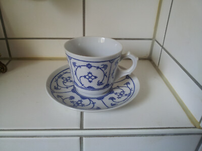 Jäger Eisenberg Blau Saks Strohblume Tasse & Untertasse , selten Gebraucht,Top