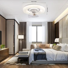 18.89" Ceiling Light with Fan Dimmable LED Chandelier Lamp Living Room w/ Remote