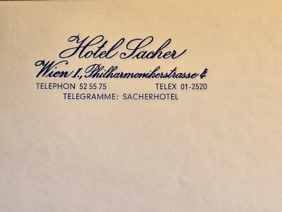 Vintage early 1960's Sacher Hotel Vienna Complete Stationery Set - 24 pieces