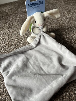 JoJo Maman Bebe Grey Cream Bunny Rabbit Comforter Comfort Blanket New  UK