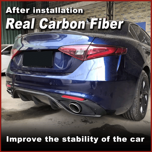 Für Alfa Romeo Giulia Carbon Heckdiffusor Hinten Diffusor Spoiler Auspuffblenden - Bild 3 von 11