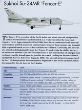 Sukhoi Su-24 Su 24 Fencer Picture Jet Aircraft Out of Print Spec Sheet