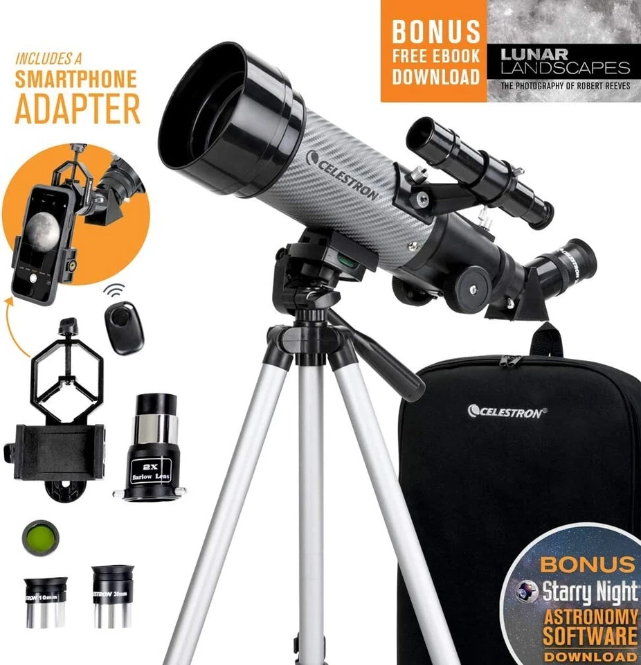 Celestron - 70mm Travel Scope - Portable Refractor Telescope - Includes Backpack - Image 2 of 4