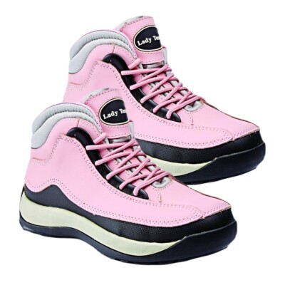 Black Pink Ankle Safety Trainers Work Boots Ladies Women's Steel Toe Cap  LT586P
