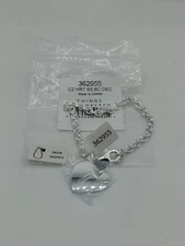 Things Remembered Sterling Silver Heart & Crystal Bracelet 7.5"