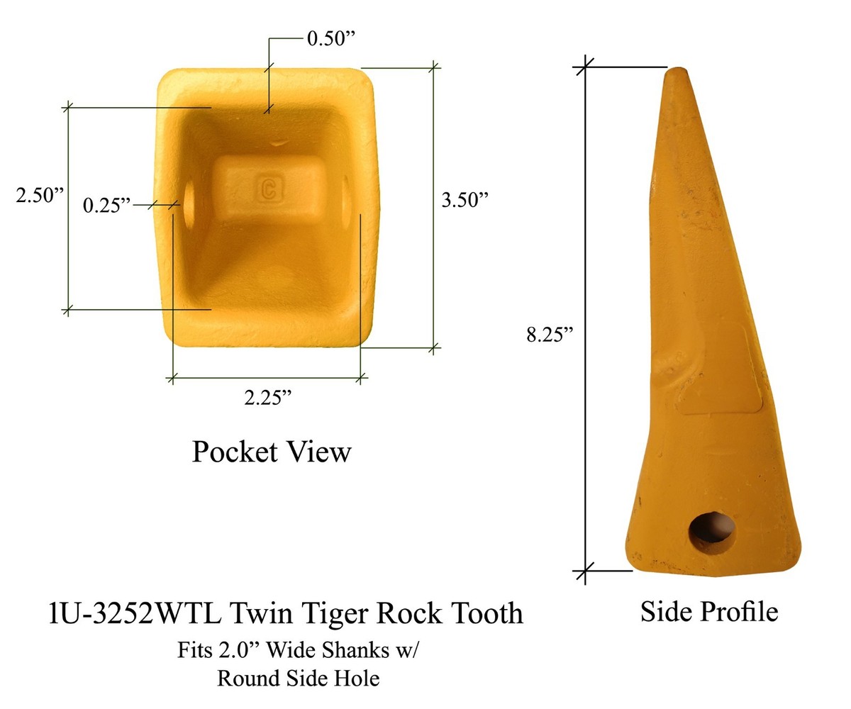 4 Excavator Bucket Tiger Rock Teeth w Pins, Fits CAT J250 Series