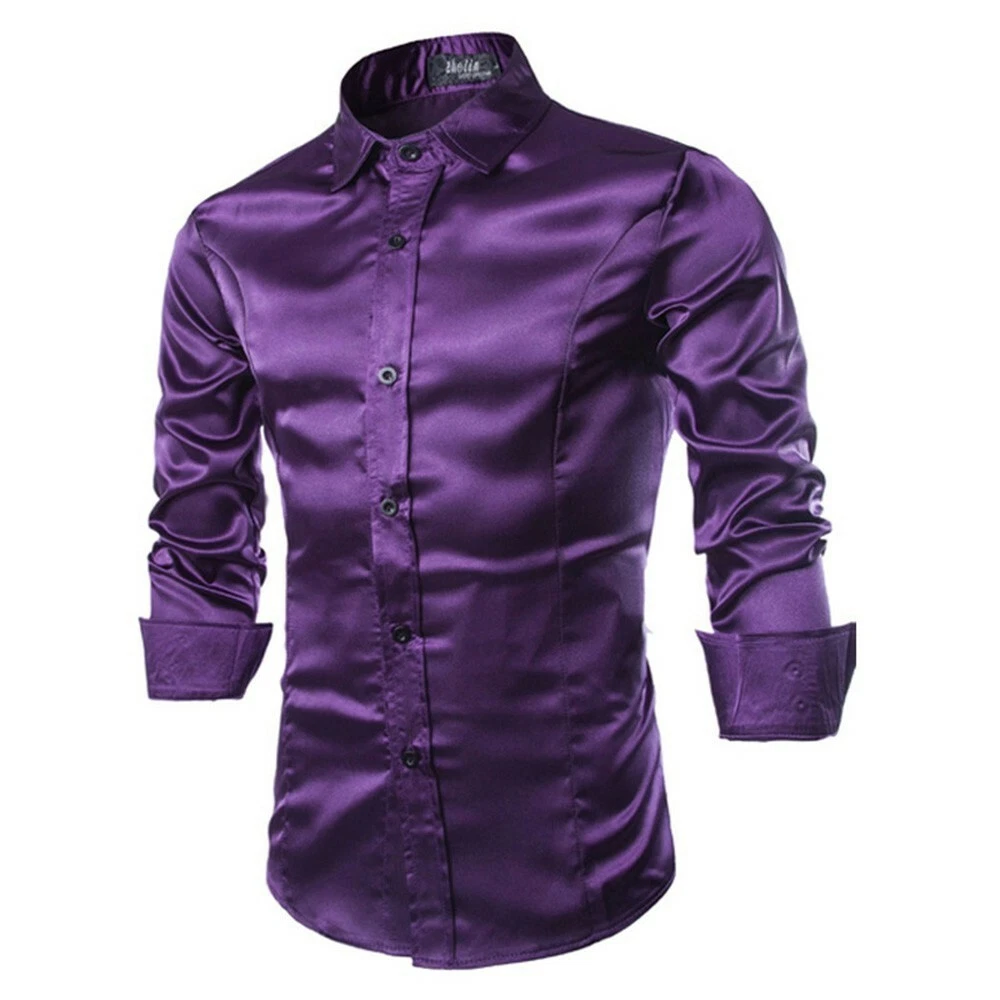 Satin Purple Dress Shirts for Men for sale | eBay