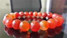 Striped Carnelian bead Stone Bracelet for Men Stretch 10mm 7, 7.5, 8, or 8.5 in