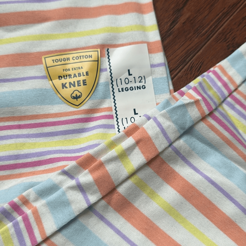 Cat & Jack Size Large (10-12) Striped Girl’s Leggings Pink Blue Yellow - Picture 5 of 6