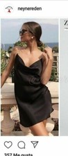 ZARA Woman BLACK MINI CAMISOLE DRESS BEADED Straps Fashion Size XS 3376