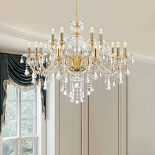 Elegant Crystal Chandelier Modern Ceiling Pendant Fixture Lighting 15-Light