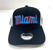 Miami Marlins MLB NE 2024 City Connect Trucker Snapback Hat~Black/White