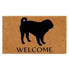 AZ105741729 Pug Doormat, 17" x 29", Natural/Black