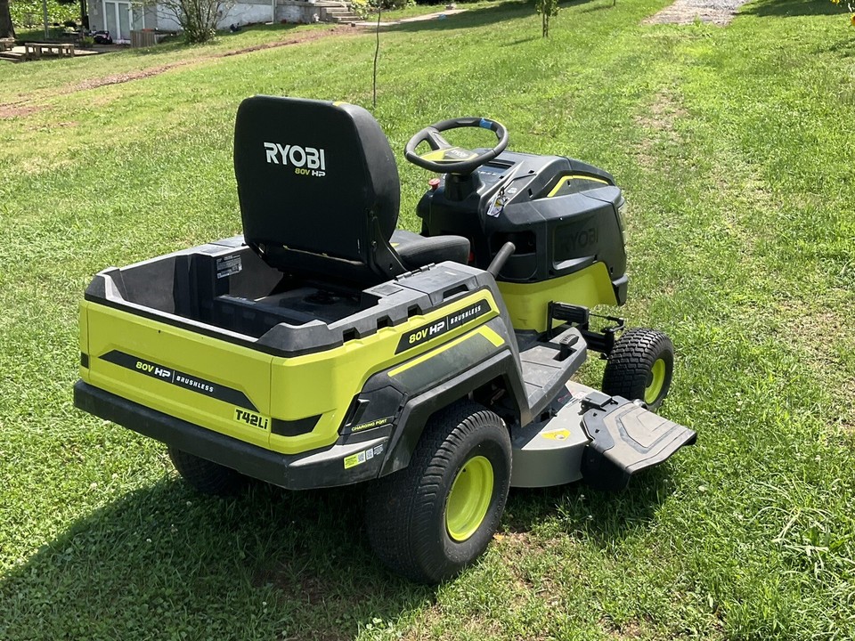 RYOBI T42Li 80V 42” ELECTRIC BATTERY RIDING LAWN MOWER with batteries