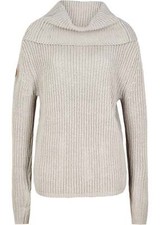 Neu Strickpullover mit weitem Kragen Gr. 40/42 Mattsilber Damen Pulli Sweaters