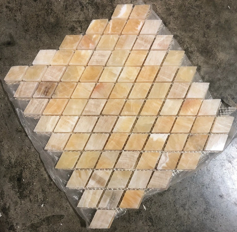 Mosaico de azulejos 12x12 diamante miel ónix remodelación piedra 10 hojas T-04 Foto 2 de 4