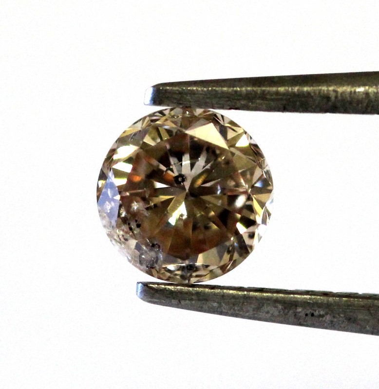 GIA certified loose round .83ct I1 natural fancy orange brown diamond champagne