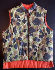 Vtg "American Field" Reversible Hunting Vest Camo Orange Size Large Made in USA