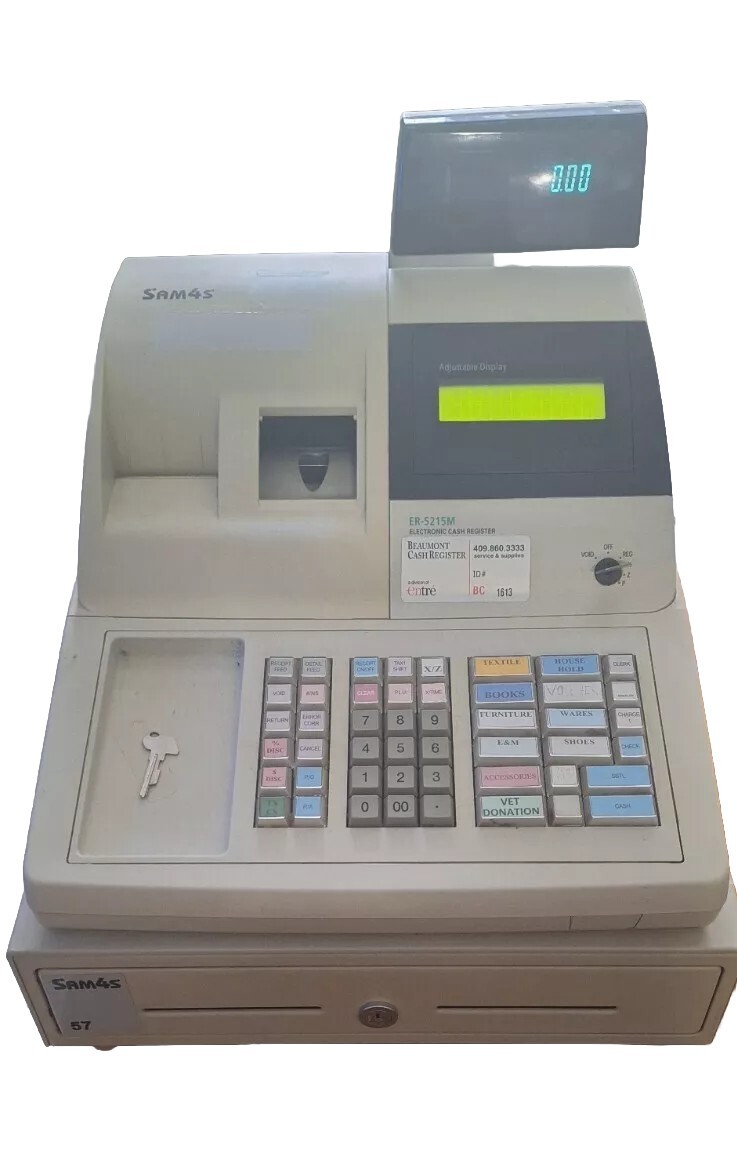 SAM4S ER5215M Electronic Cash Register With 2 Register Keys No Drawer