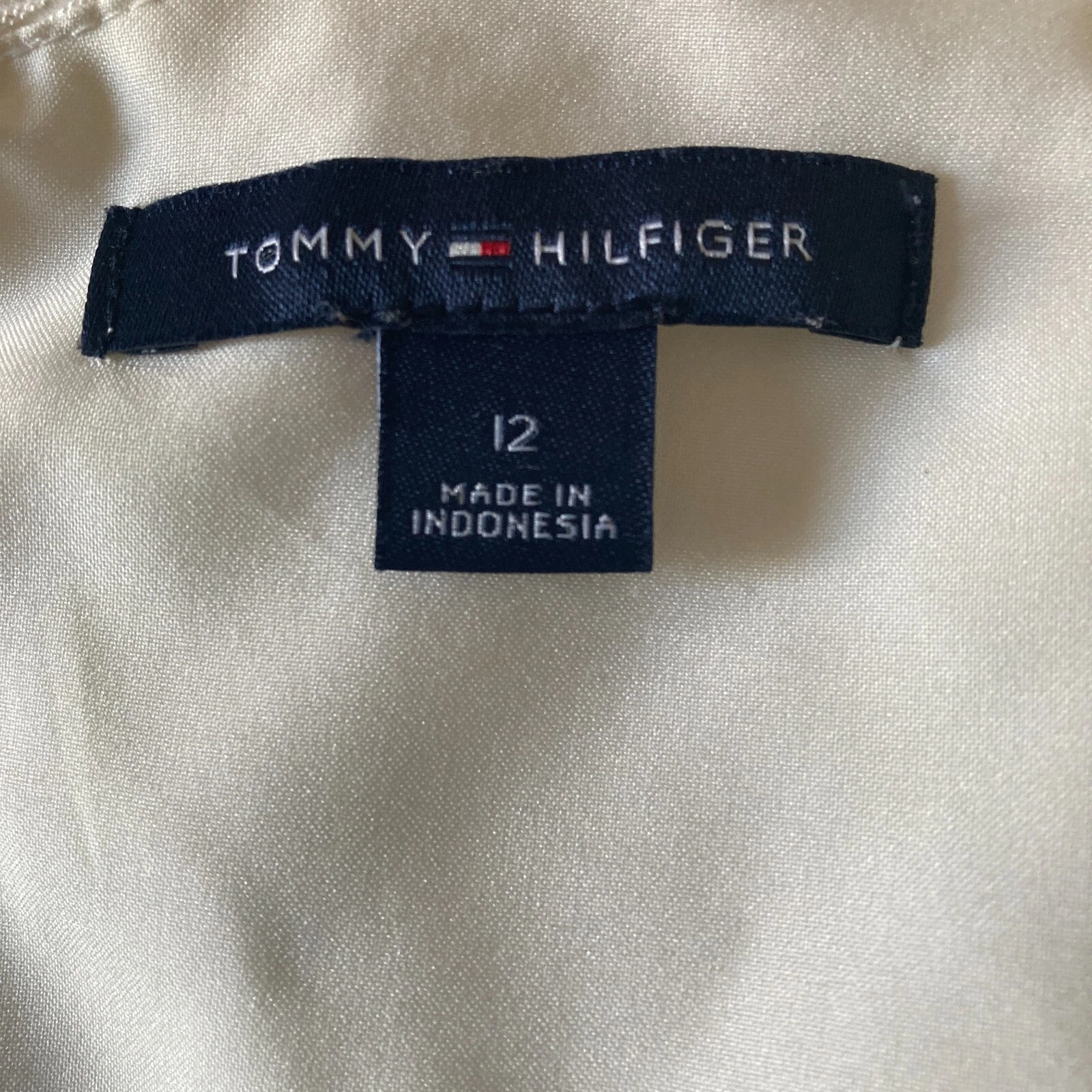 OFF WHITE Tommy Hilfiger abito swing donna 12 bianco sporco misto lino floreale estate primavera