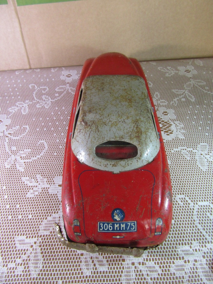 Voiture Ancienne Memo 306 - France 1955 - Tôle Litho Bleue - 28,6 Cm - Vintage